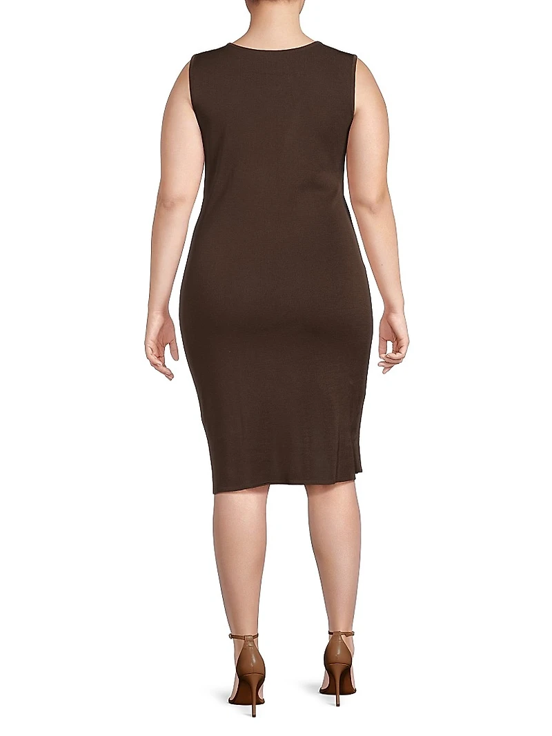 Plus Knitted Knee-Length Dress