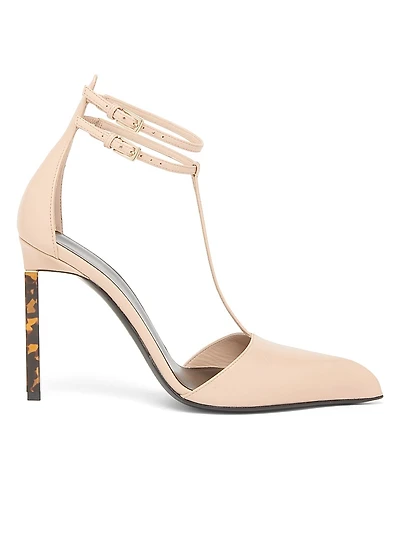 Shiny Kid 105MM Leather T-Strap Pumps