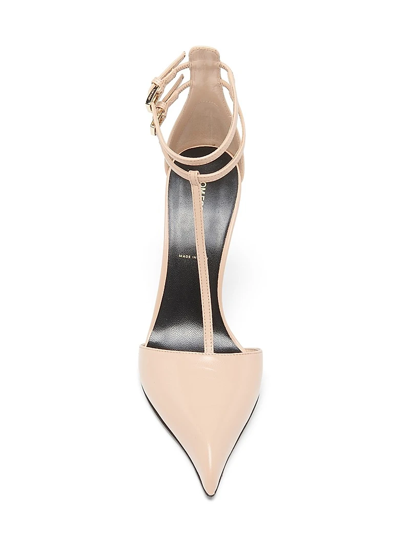Shiny Kid 105MM Leather T-Strap Pumps