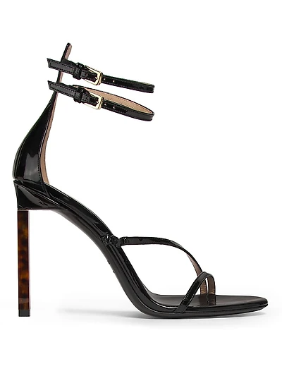 85MM Patent Leather Double Ankle Strap Sandals