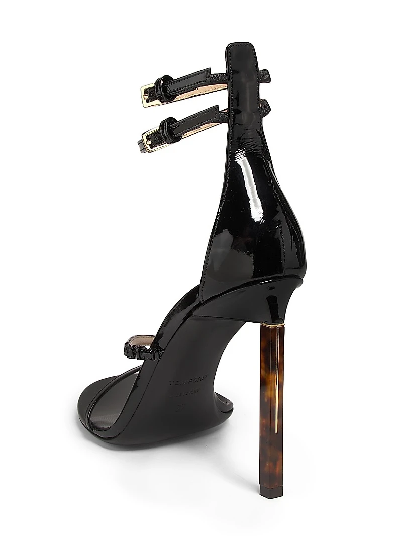 85MM Patent Leather Double Ankle Strap Sandals