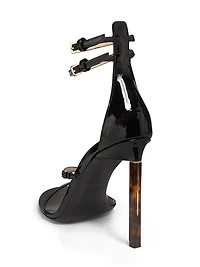 85MM Patent Leather Double Ankle Strap Sandals