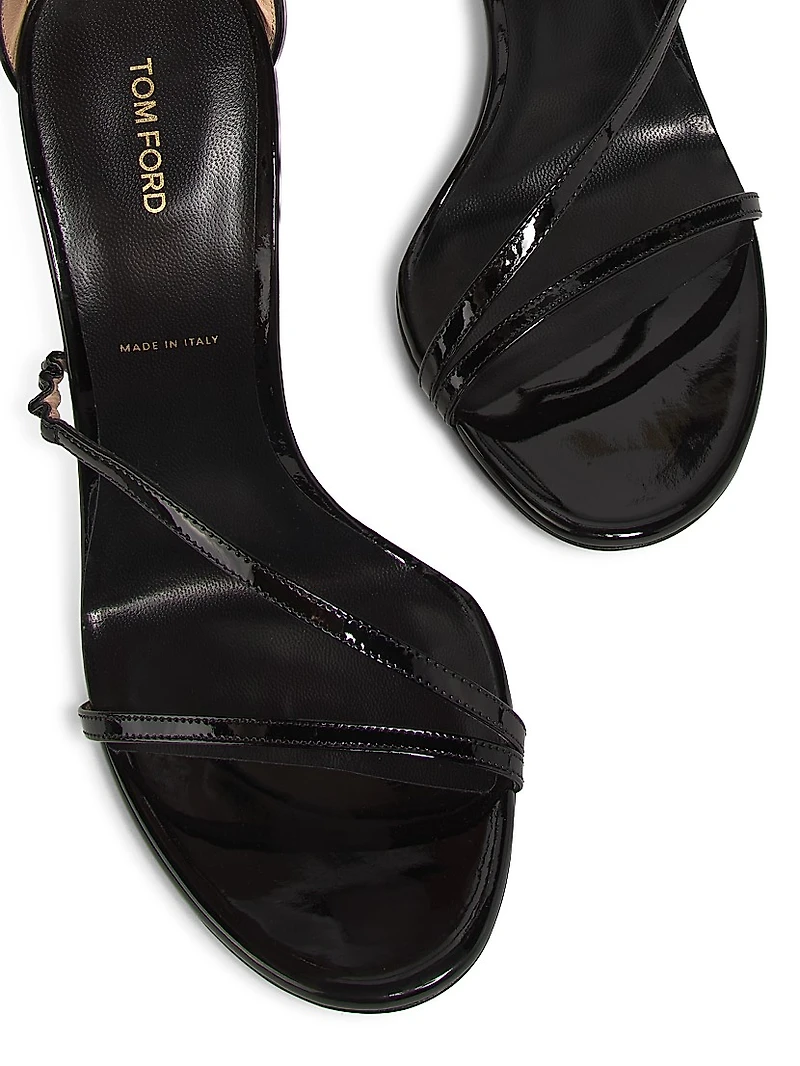 85MM Patent Leather Double Ankle Strap Sandals