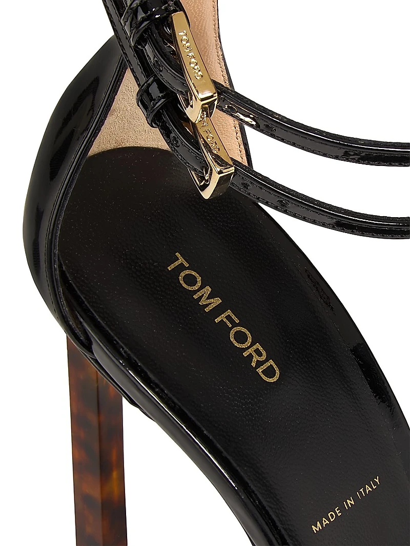 85MM Patent Leather Double Ankle Strap Sandals