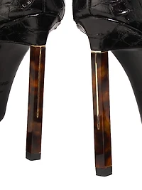 100MM Python-Embossed Leather Strappy Pumps