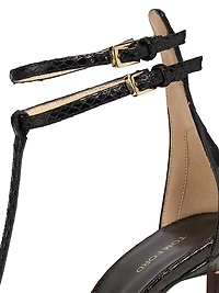 100MM Python-Embossed Leather Strappy Pumps