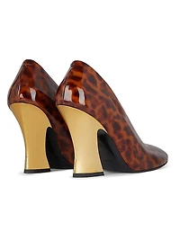 Sculpted Heeled Pumps Tortoise Shell Patent Leather