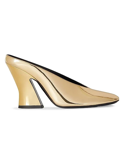 Sculpted Heeled Mules Mirror Effect Leather