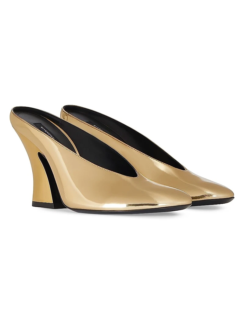 Sculpted Heeled Mules Mirror Effect Leather