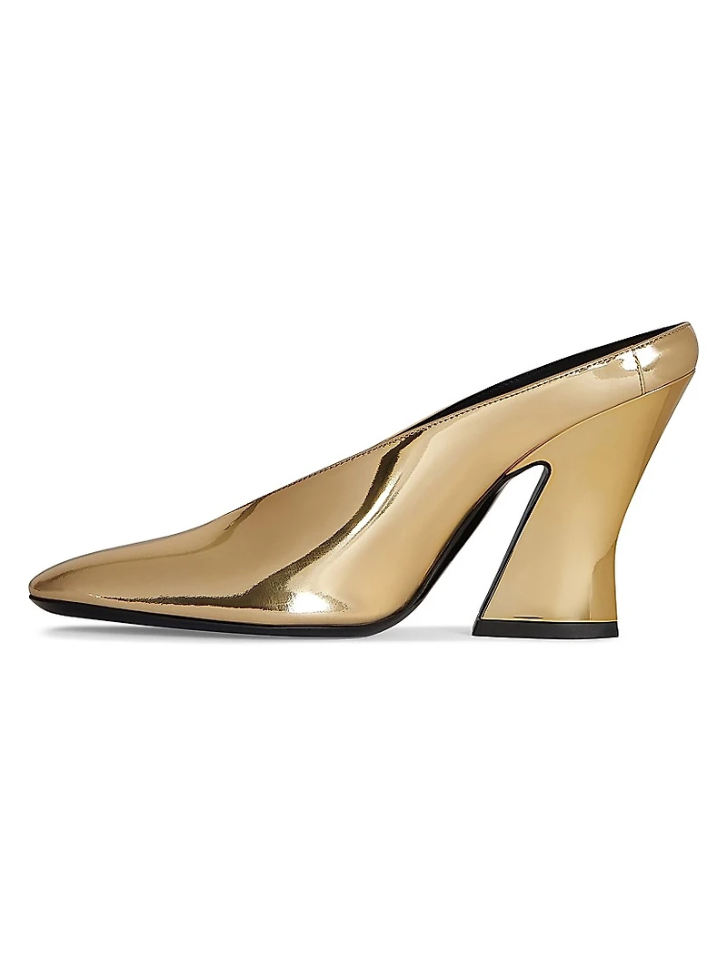 Sculpted Heeled Mules Mirror Effect Leather