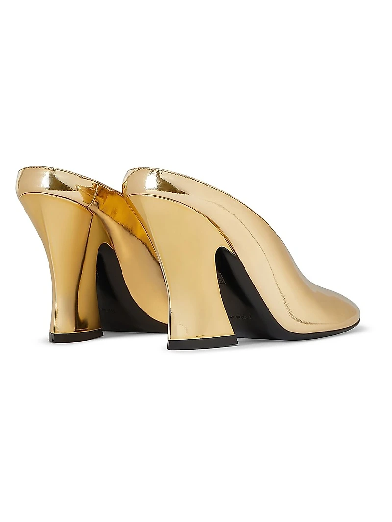 Sculpted Heeled Mules Mirror Effect Leather
