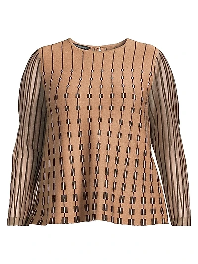 Plus A-Line Linear Pattern Soft Knit Top
