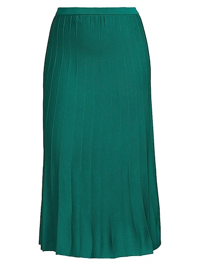 Plus Pleated A-Line Soft Knit Midi-Skirt