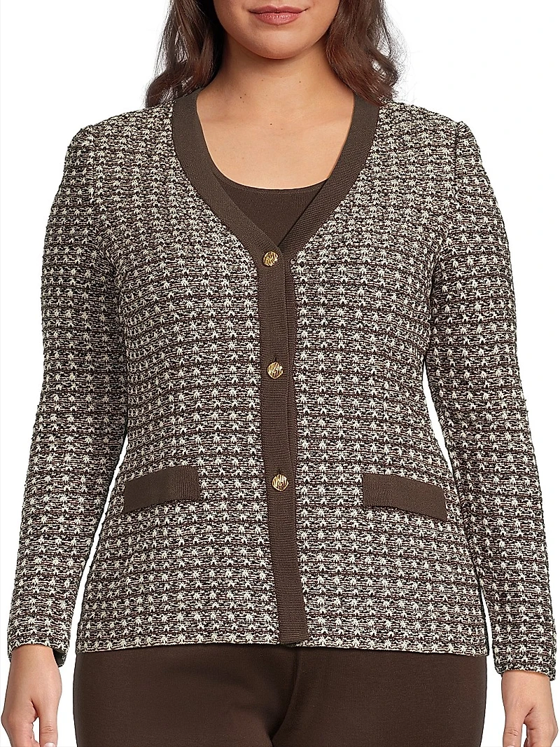 Plus Tweed-Knit Tailored-Fit Jacket