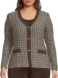 Plus Tweed-Knit Tailored-Fit Jacket