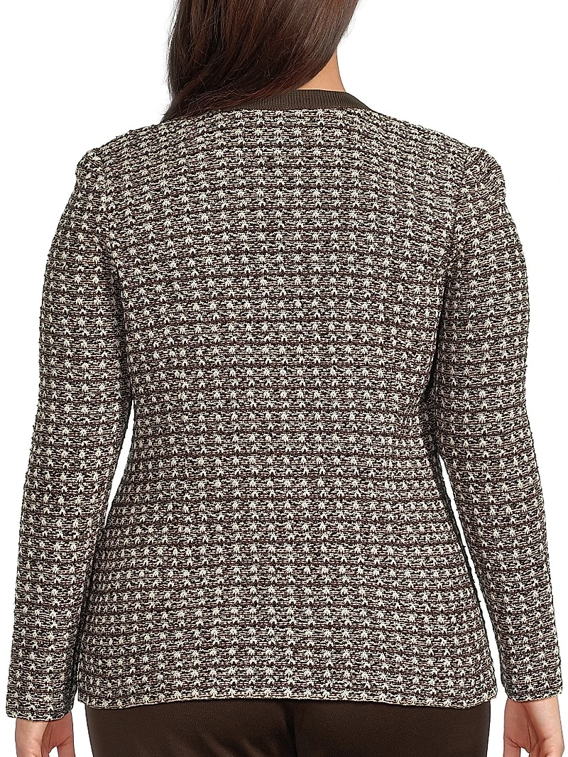 Plus Tweed-Knit Tailored-Fit Jacket