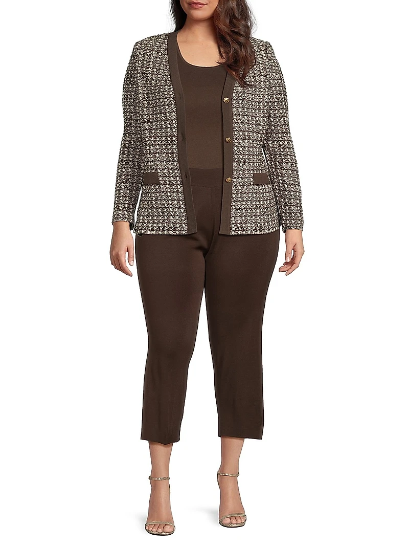 Plus Tweed-Knit Tailored-Fit Jacket