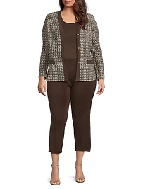 Plus Tweed-Knit Tailored-Fit Jacket
