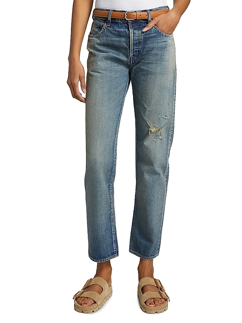 Showell Distressed Straight-Leg Jeans
