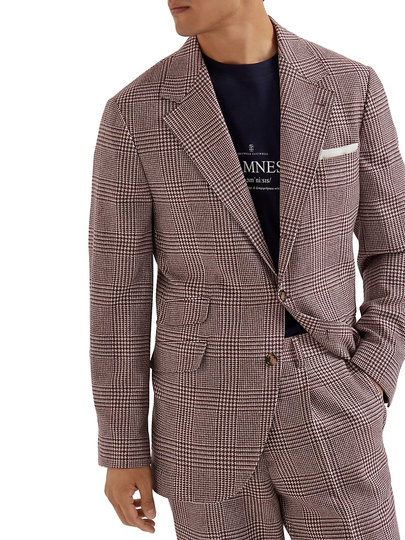 Wool, Cashmere and Silk Prince of Wales Deconstructed Cavallo Blazer