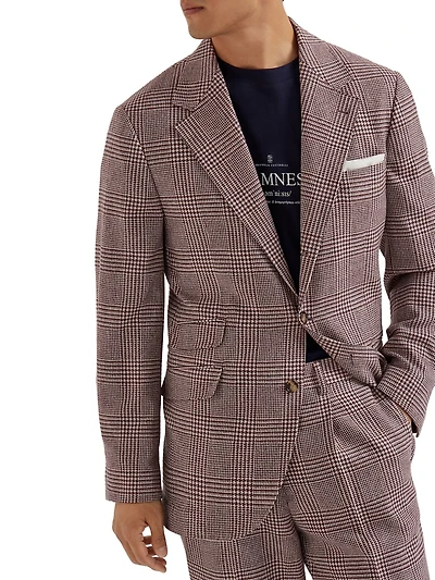 Wool, Cashmere and Silk Prince of Wales Deconstructed Cavallo Blazer
