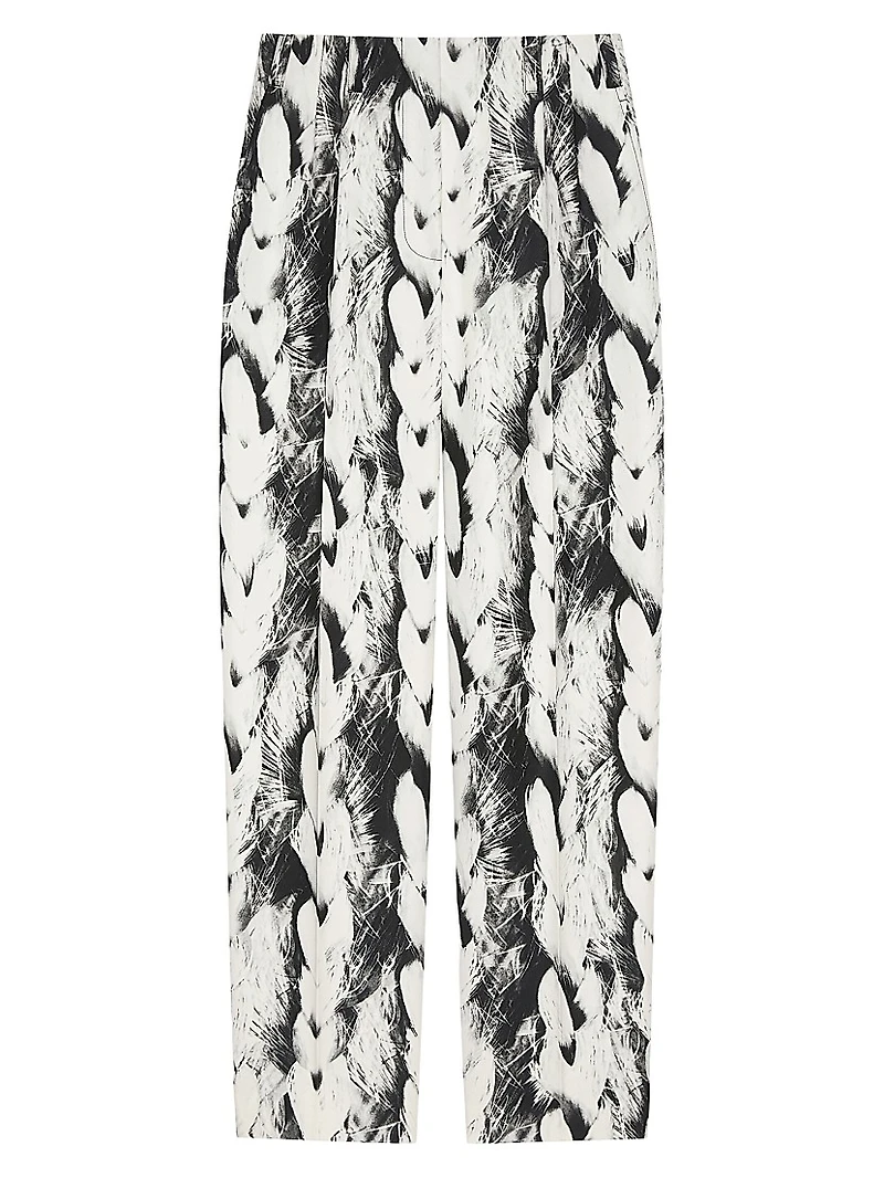 Two-Pleat Pants Wool with Hair Print