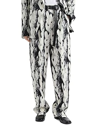 Two-Pleat Pants Wool with Hair Print