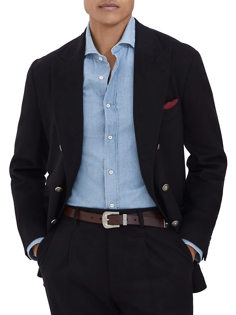 Denim Effect Chambray Slim Fit Shirt