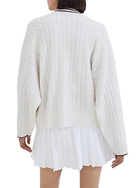 Cashmere Cable Knit Cardigan with Logo and Metal Buttons