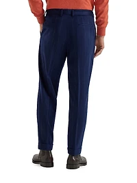 Wide Chalk Stripe Flannel Leisure Fit Trousers