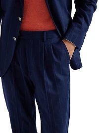 Wide Chalk Stripe Flannel Leisure Fit Trousers