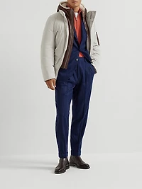 Wide Chalk Stripe Flannel Leisure Fit Trousers