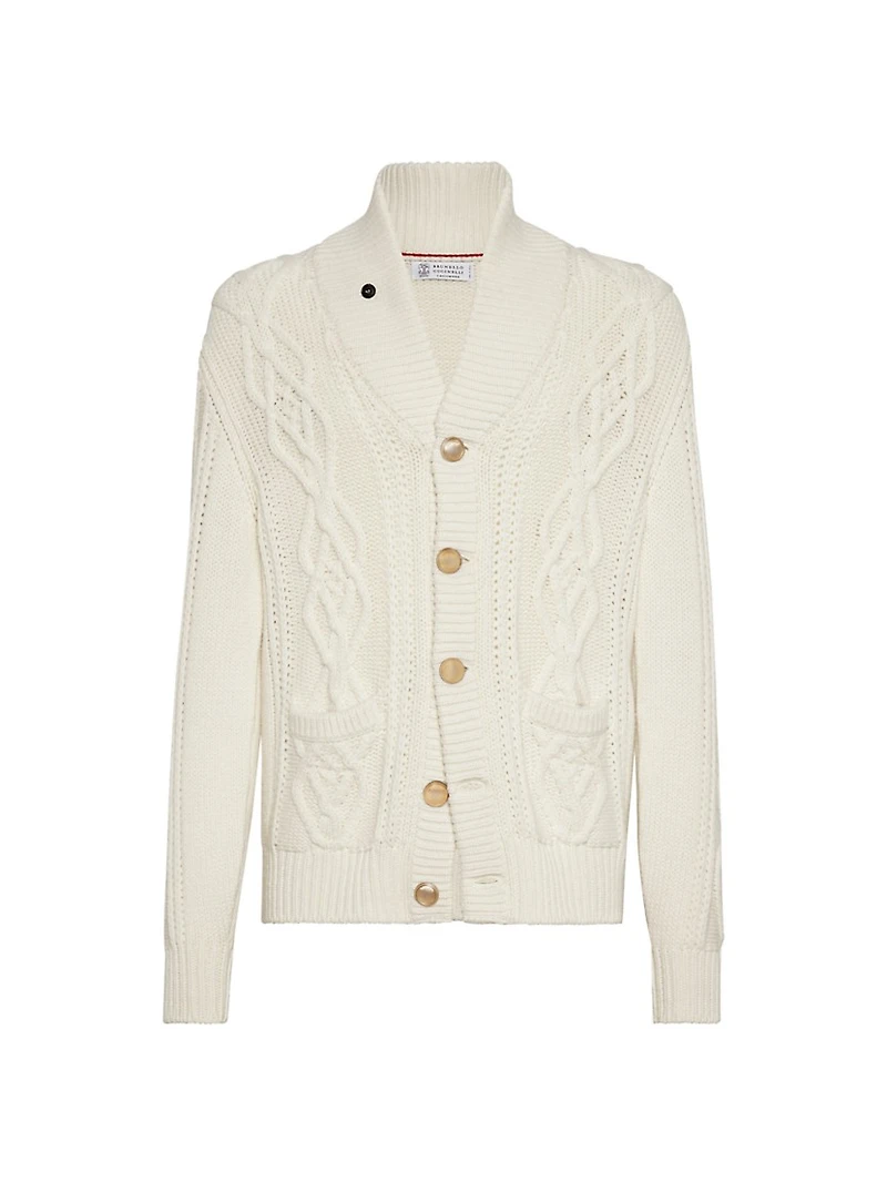 Cashmere Feather Yarn Cable Knit Cardigan