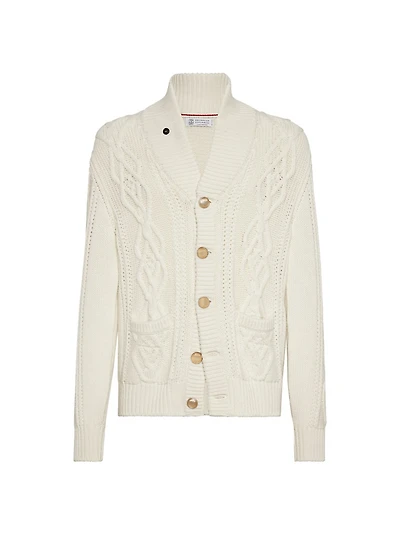 Cashmere Feather Yarn Cable Knit Cardigan