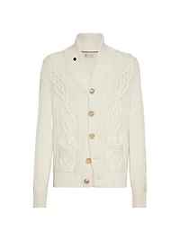 Cashmere Feather Yarn Cable Knit Cardigan