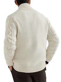 Cashmere Feather Yarn Cable Knit Cardigan