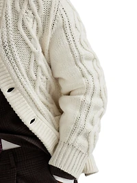 Cashmere Feather Yarn Cable Knit Cardigan