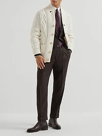 Cashmere Feather Yarn Cable Knit Cardigan