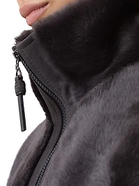 Shearling Outerwear Jacket with Shiny Zipper Pull