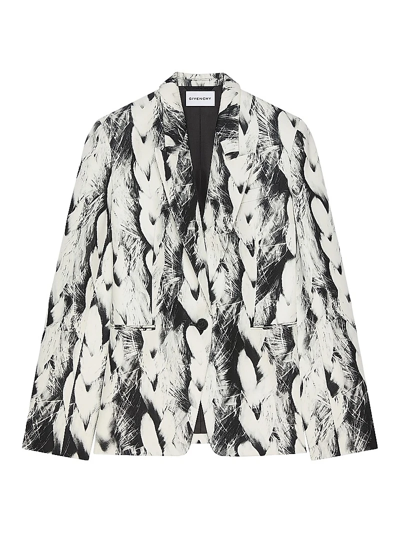 Boxy Fit Jacket Wool with Hair Print