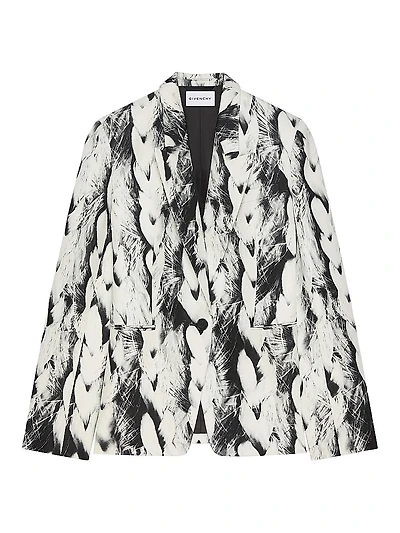 Boxy Fit Jacket Wool with Hair Print