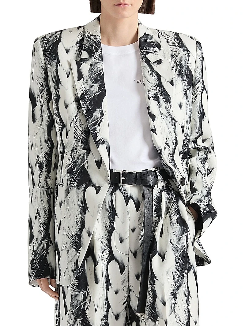 Boxy Fit Jacket Wool with Hair Print