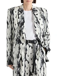 Boxy Fit Jacket Wool with Hair Print