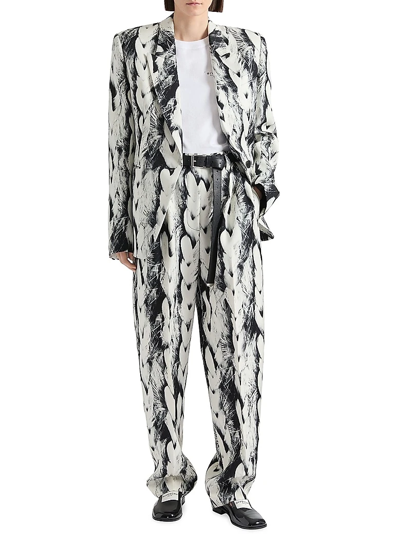 Boxy Fit Jacket Wool with Hair Print