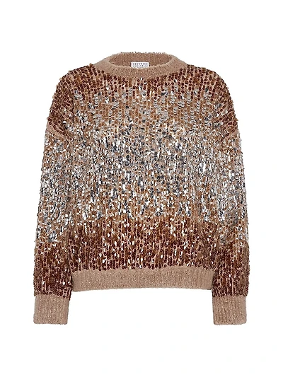 Dazzling Dégradé Embroidery Sweater Mohair and Wool
