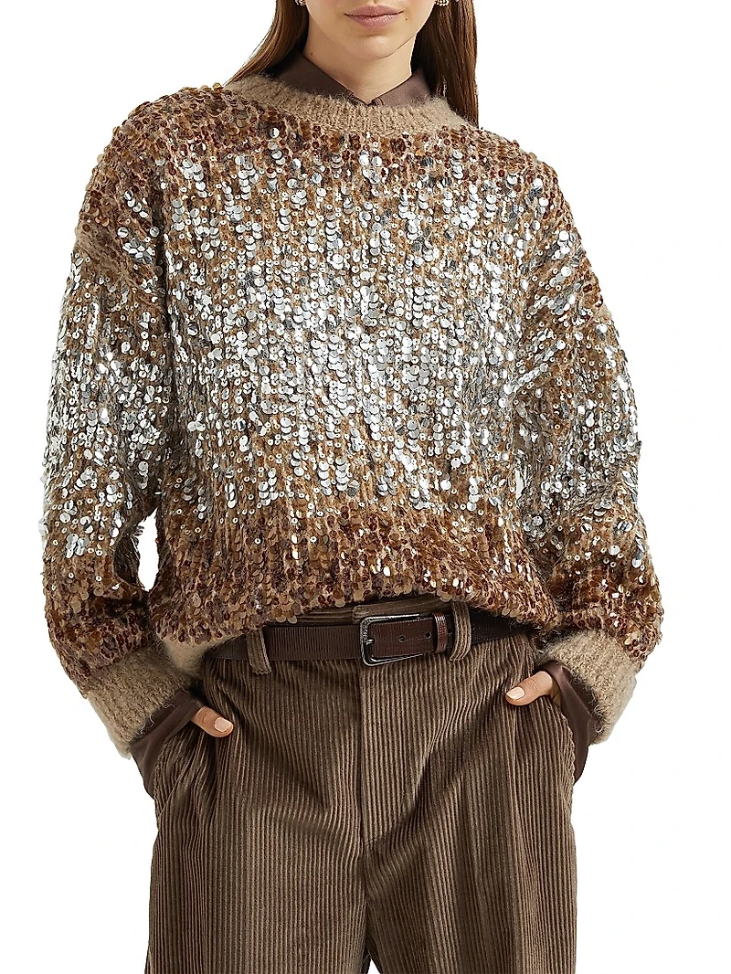 Dazzling Dégradé Embroidery Sweater Mohair and Wool