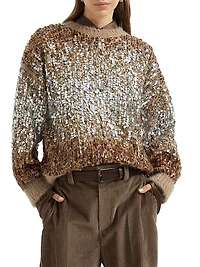 Dazzling Dégradé Embroidery Sweater Mohair and Wool