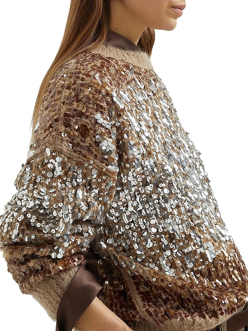 Dazzling Dégradé Embroidery Sweater Mohair and Wool