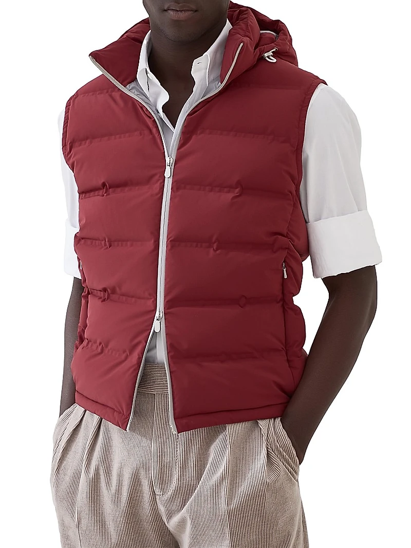 Bonded Taffeta Down Vest with Heat Seams