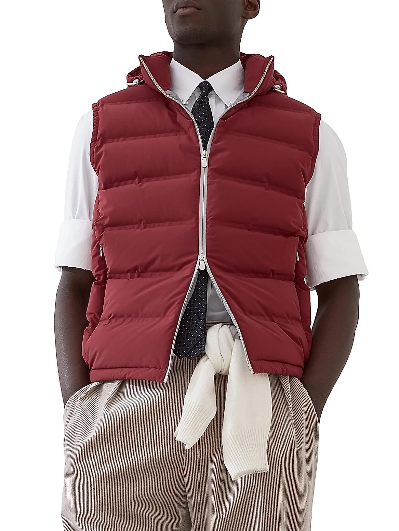 Bonded Taffeta Down Vest with Heat Seams